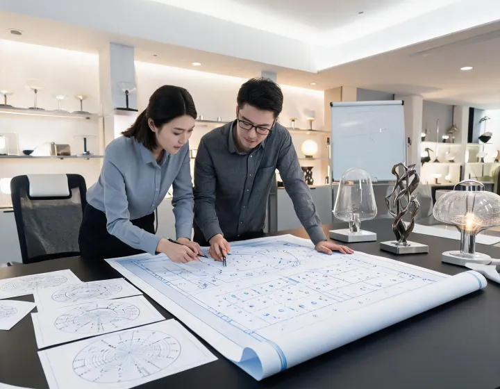 Lighting consultant reviewing reflected ceiling plan